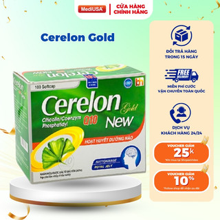 Bổ não Cerelon Gold New - Giảm nhức đầu, hoa mắt, chóng mặt do rối loạn tiền đình - Hộp 100 viên