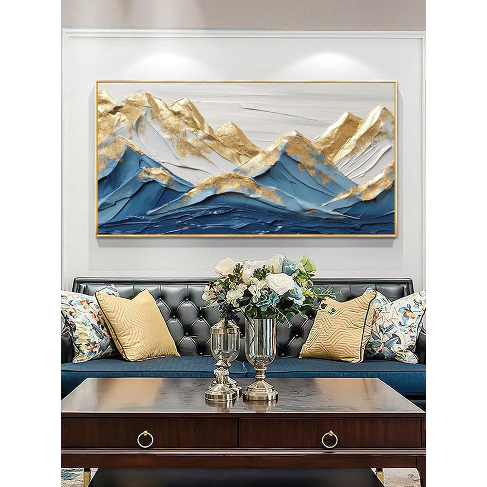 Tranh CANVAS trừu tượng gam xanh dương nổi bật trang trí phòng khách/khách sạn,có sẵn khung&móc treo