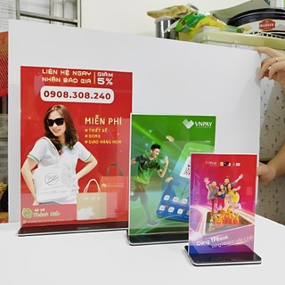 Standee menu mica a4 menu để bàn a5 đế lùa 2 mặt