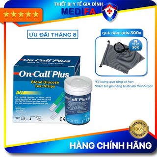 Hộp 50 que thử đường huyết On Call Plus, mỗi hộp 2 lọ 25 que thử chính hãng ACON