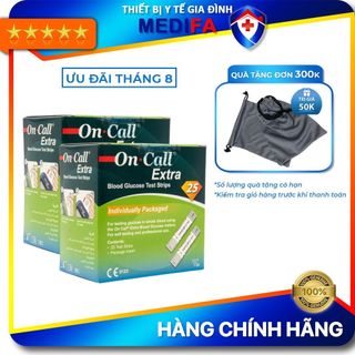 Combo 2 Hộp 25 Que thử đường huyết On Call Extra, NK chính ngạch, tem niêm phong, nhãn phụ TV đầy đủ