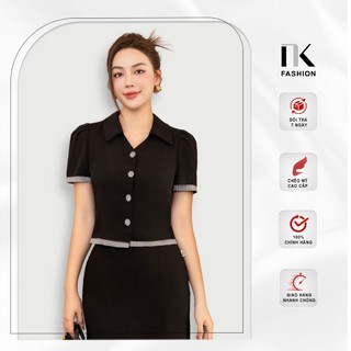 Áo sơ mi v cổ phối kẻ nk fashion thời trang công sở nữ, cao cấp, thanh lịch, nữ tính nksm2305005