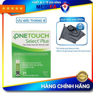 Hộp 25 que thử đường huyết Onetouch Select Plus, NK chính ngạch, Tem niêm phong & nhãn phụ TV đầy đủ