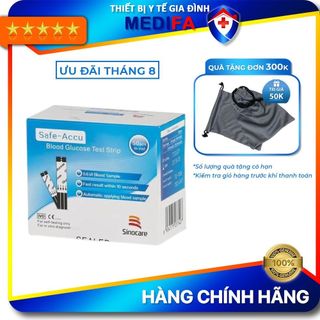 Hộp 50 Que Thử Đường Huyết Safe Accu Dùng Cho Máy Đo Đường Huyết Sinocare Safe Accu, Hàng Chính Hãng
