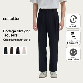Quần tây nam ống rộng suông SSSTUTTER ống suông dáng xếp ly tôn dáng BOTTEGA STRAIGHT & VENETA TROUSERS