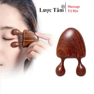Lược massage mặt gỗ đàn hương, dụng cụ massage mắt Lược Tâm nhỏ gọn giảm béo thon gọn mặt