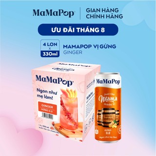 Thùng 4 lon nước trái cây sparkling MaMaPop vị Gừng - MP030