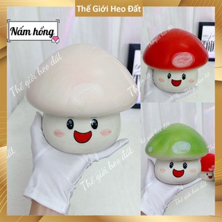 Heo đất tiết kiệm hình cây nấm lùng cute, lợn sứ đẹp dễ thương chất liệu men sứ