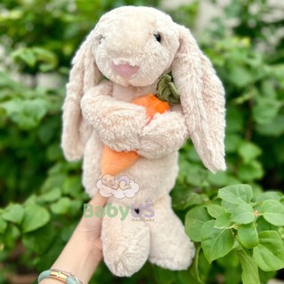 Gấu bông, thỏ bông trắng tai dài size 40cm ôm cà rốt lông mịn đáng yêu cho bé [Keroshop]