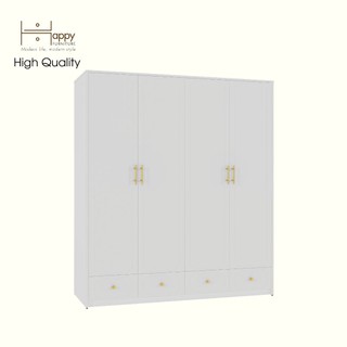 Happy furniture , tủ quần áo 4 cửa mở 4 ngăn kéo - neris , tcm_150 , 160cm x 54cm x 180cm