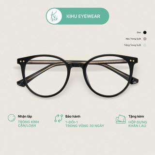 Gọng kính mắt nhựa tròn chống ánh sáng xanh càng kim loại - Phụ kiện thời trang nam nữ cao cấp Kihu Eyewear 30039
