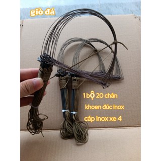 giò bẫy gà rừng chân thép , 1 bộ 20 chân khoen đúc inox cáp xe 4