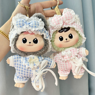 Bộ trang phục pijama cho búp bê doll 15cm labubu macaron