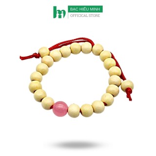 Vòng tay dâu tằm BẠC HIỂU MINH LTE125 dâu tằm thật bạc thật bình an cho bé đá hồng