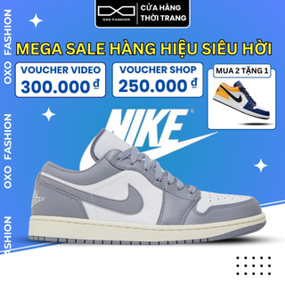 Giày Jordan 1 low Vintage Grey chính hãng thể thao dành cho nam nữ, Jordan 1 low grey real fullbox OXO FASHION