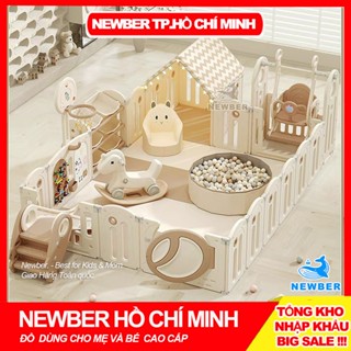 Quây Cũi Nhựa cho bé FULL VIP Newber Lego Moon House kèm kệ đồ chơi, Quây Gấp Gọn nhựa nguyên sinh