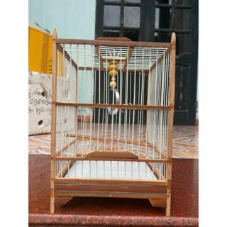 Khung lồng chim khuyên nan cáp quang - khung lồng khuyên kèm móc nậm, khung lồng chất liệu trúc già xử lí ( tặng keo )