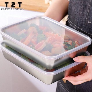 Combo 5 khay to đựng thực phẩm inox 304 T2T có nắp đậy cỡ lớn, kích thước 25cm6cm