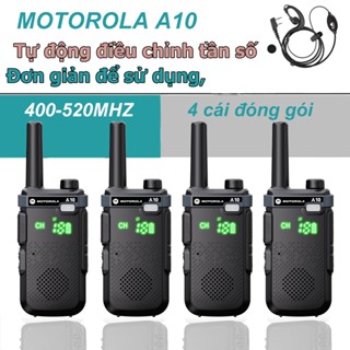 Combo 4 Cái Bộ Đàm Motorola A10 Kèm Tai Nghe Cự Ly Đến 8km Full Phụ Kiện, 199 Kênh Tần Số 400.00- 470.00MHz