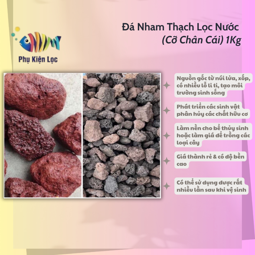 Đá Nham Thạch Lọc Nước (Cỡ Chân Cái) 1Kg