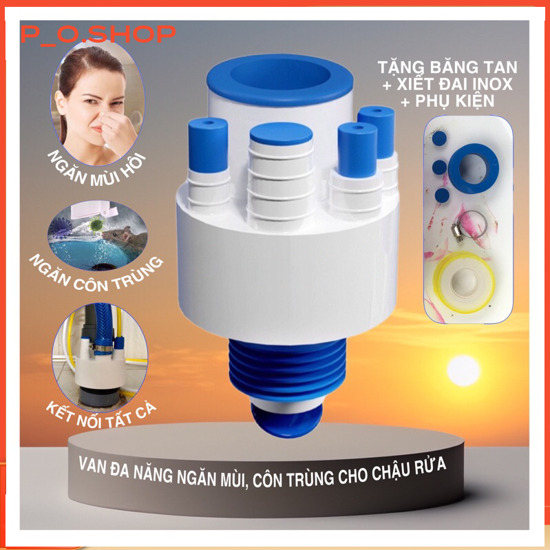 🔥[VAN ĐA NĂNG] NGĂN MÙI, CÔN TRÙNG, KHỚP NỐI ỐNG THOÁT, lắp chậu rửa bát, tích hợp tất cả mọi thiết 