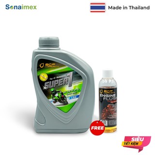 Nhớt Xe Máy (Xe Số) BCP Thái Lan 15W40, Chai 1 lít + 1 Chai Súc Động Cơ BCP Engine Flush 100mL