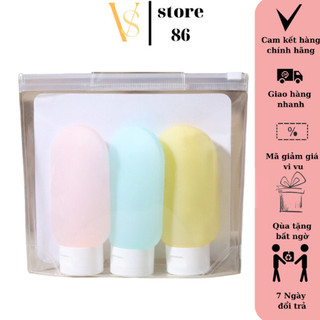 Bộ 3 Tuýp Chiết Mỹ Phẩm Du Lịch Đựng Dầu Gội, Sữa Tắm, Lotion, Toner (60ml) - Lọ Đựng Dung Dịch Tái Sử Dụng VS STORE