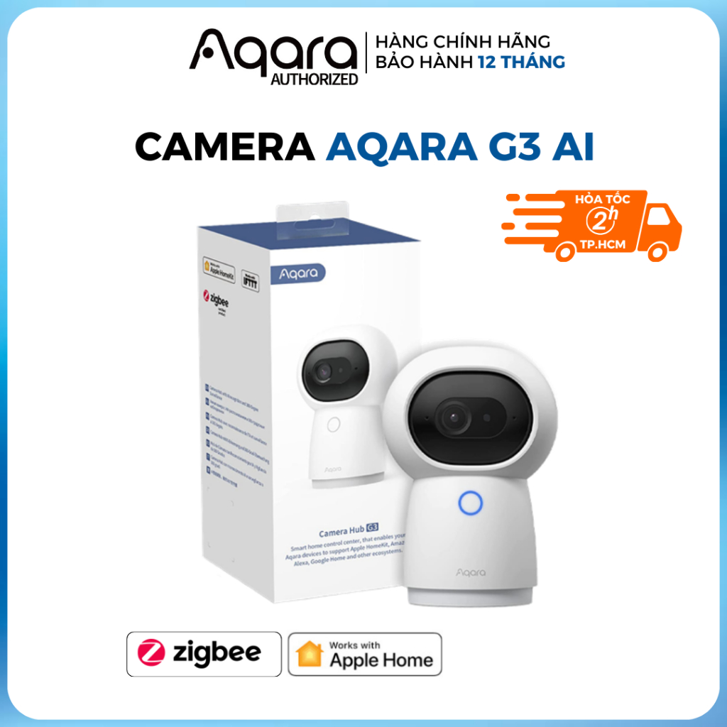Camera Aqara G3 AI-xoay 360 độ,độ phân giải 2K,tương thích AppleHomeKit-Indoor 2K AI Tracking CH-H03