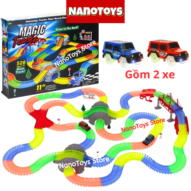 Đồ chơi lắp ráp đường đua dạ quang phát sáng Magic Track, 388, 458, 528 chi tiết - NANOTOYS STORE