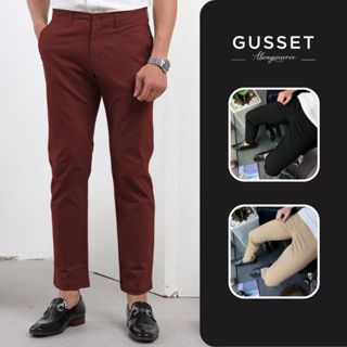 Quần dài nam ống côn vải kaki dày dặn quần tây trắng đen dáng slimfit GUSSET
