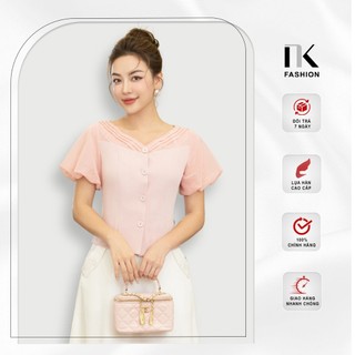 Áo sơ mi phối lưới tay cổ nksm2306003 nk fashion thời trang công sở nữ, duyên dáng, nữ tính, độc đáo