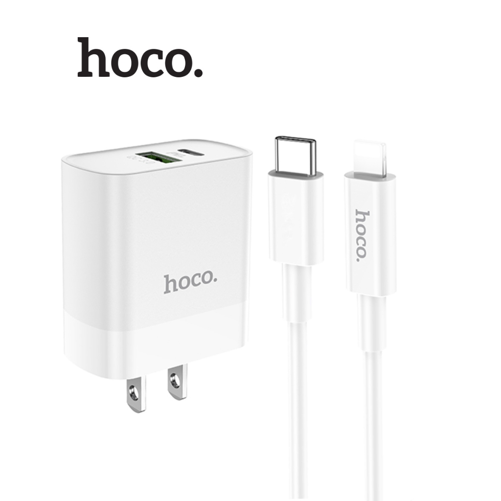 Bộ sạc nhanh Typec to IP PD20W 3.0A dùng cho 11/12/13/14 Hoco C80/C80A Plus 2 cổng ( USB + Type-C ) dài 1m | BigBuy360 - bigbuy360.vn