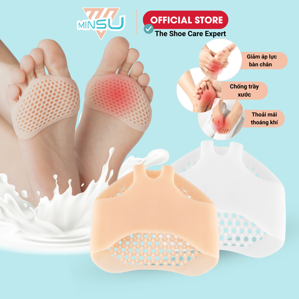 Miếng Lót Đệm Êm Bàn Chân Trước Cao Su Tổ Ong MINSU M5525 Cặp Lót Mũi Chân Silicon Xỏ Ngón Chống Mõi, Đau Chân