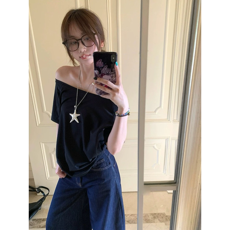Áo trễ vai cộc tay cotton co giãn 3 Màu Dáng Rộng A101 ( Có bigsize) | BigBuy360 - bigbuy360.vn