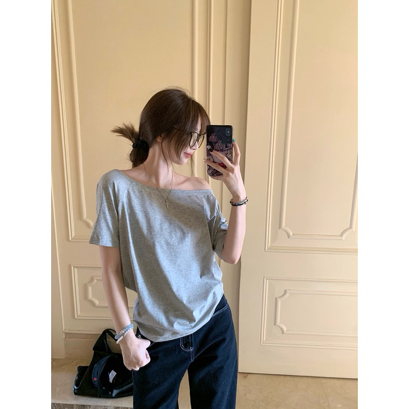 Áo trễ vai cộc tay cotton co giãn 3 Màu Dáng Rộng A101 ( Có bigsize) | BigBuy360 - bigbuy360.vn