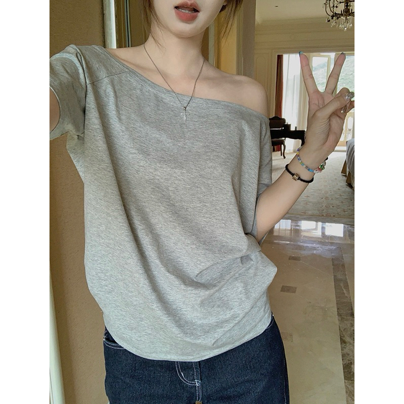 Áo trễ vai cộc tay cotton co giãn 3 Màu Dáng Rộng A101 ( Có bigsize) | BigBuy360 - bigbuy360.vn