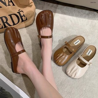 Sục Nữ Bệt Giày Búp Bê Mũi Nhún Sục Hở Mũi Quai Chéo Da Mềm Đế Mềm Hàng Quảng Châu Cao Cấp