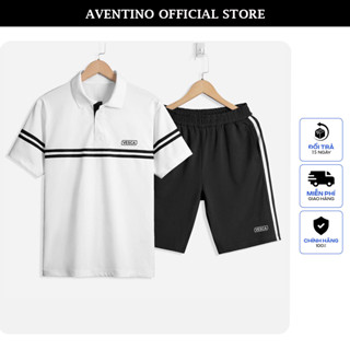  Đồ Bộ Nam Thể Thao Mùa Hè Có Cổ Phối Viền Thời Trang Đẹp AVENTINO J12 