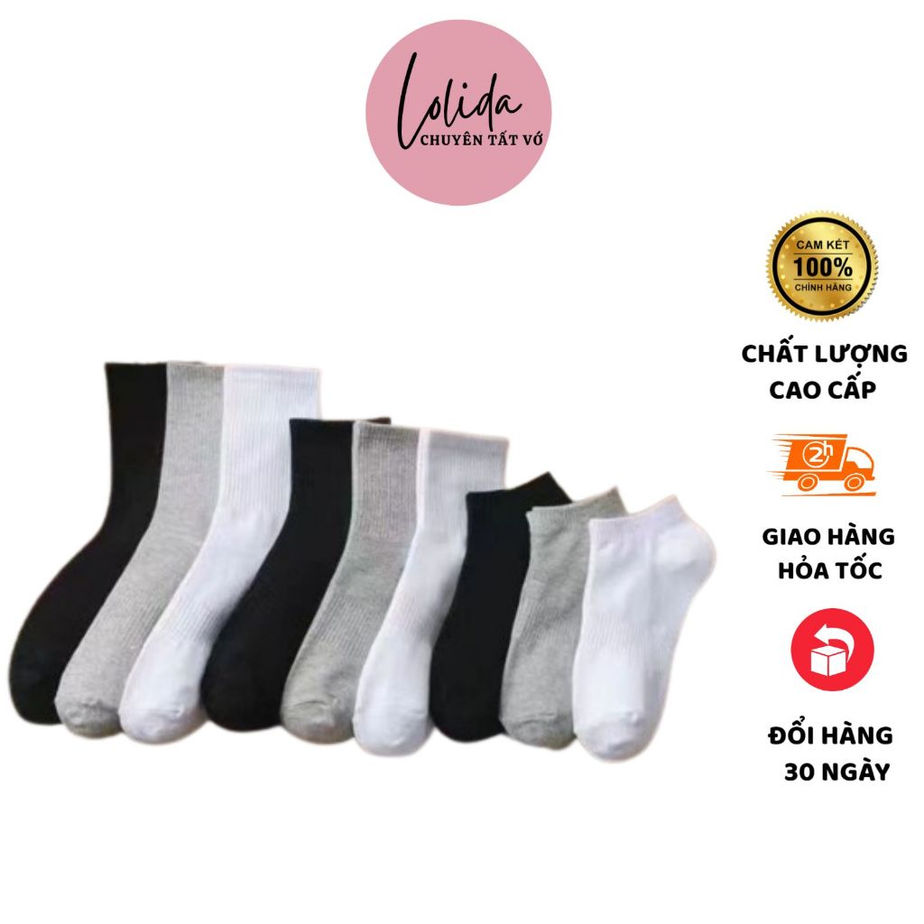 Tất Nam Nữ LOLIDA - Tất vớ nữ cổ cao, cổ thấp chất cotton cao cấp thiết kế sọc đôi chống hôi chân Mẫu T110