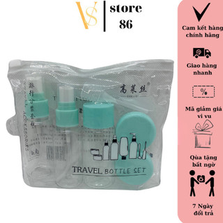 SET 7 MÓN CHIẾT MỸ PHẨM MINI CÓ TÚI ZIP nhỏ gọn, tiết kiệm đồ skincare VS STORE