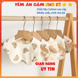 Yếm Ăn Vải Cotton Chống Thấm Nước Dành Cho Bé Sơ Sinh