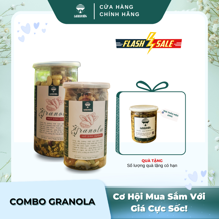 ĐẶC BIỆT Combo Granola có yến mạch & Granola Ăn Kiêng Siêu Hạt Ngũ Cốc Giảm Cân Ít Yến Mạch Không Tr