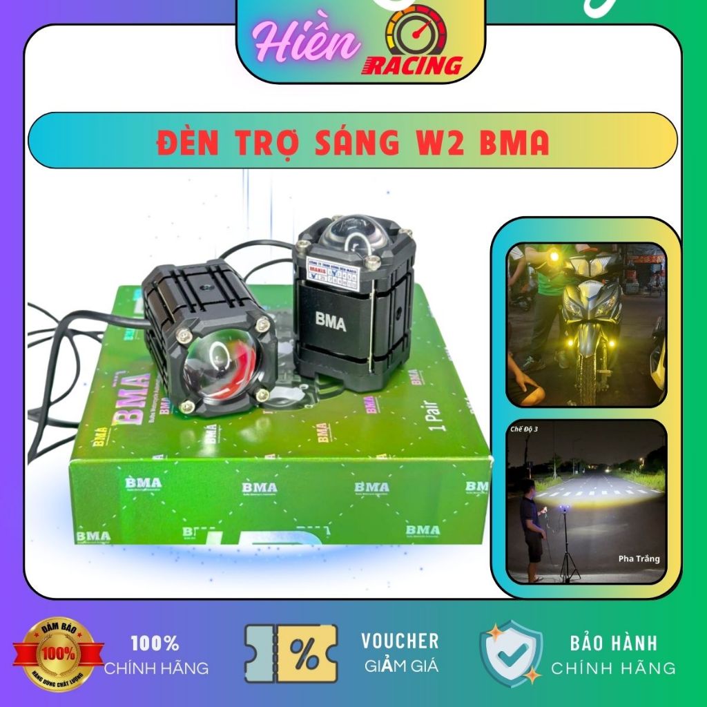 Đèn Trợ Sáng Bi Cầu Mini W2 BMA + Tích hợp 4 Chế Độ Tích Hợp Auto Passing 27W