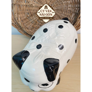 Heo đất chó đóm trắng size L ( 24x15x17 )