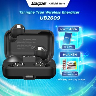 Tai nghe True Wireless Energizer UB2609 - Bluetooth V5.0, tích hợp sạc dự phòng 2600mAh, kháng nước IPX4-Hàng Chính Hãng