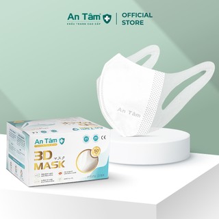 Khẩu trang y tế 3D Nhật Bản 3 lớp Giấy kháng khuẩn & Vải không dệt - Chính Hãng AN TÂM - Hộp 50 cái