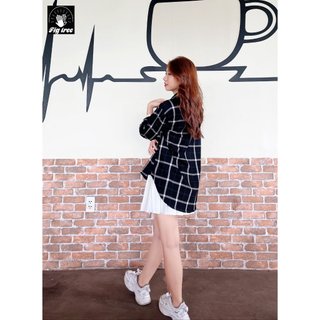 Sơ Mi Nữ Caro Đen Form Rộng Cá Tính ( Size S M <70kg)