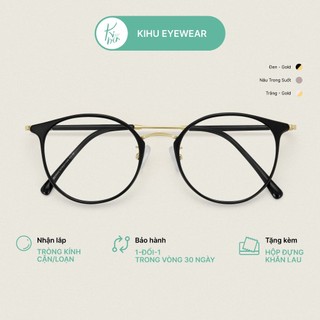 Gọng kính cận kim loại viền nhựa cao cấp mắt tròn chống ánh sáng xanh 22642 - Kihu Eyewear