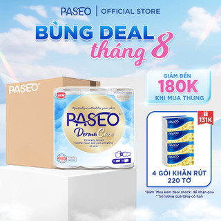 Thùng 10 lốc giấy vệ sinh Paseo Derma.Care 9 cuộn 3 lớp