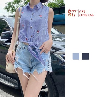 Áo sát nách kẻ cổ đức buộc vạt s77.sp005178.1